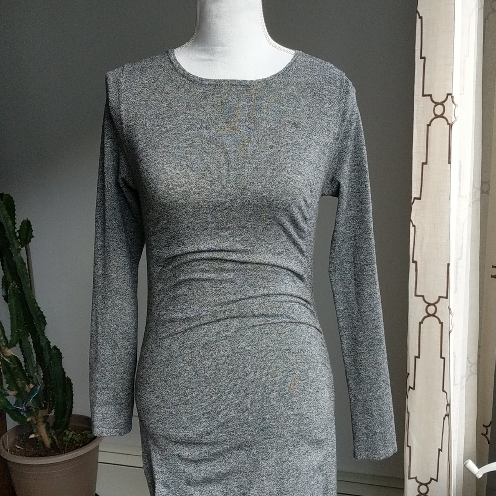 Express bodycon Ruched gray dress SMALL Hot